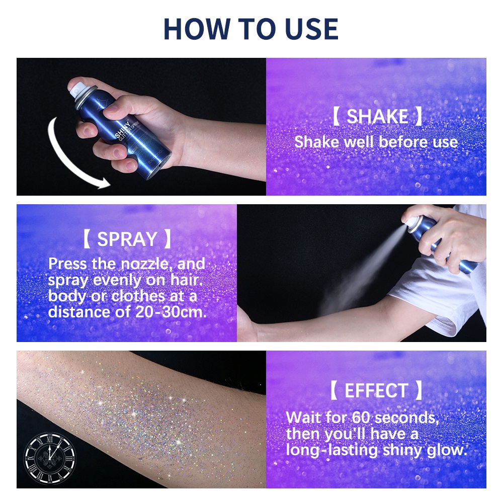 Face Body Glitter Spray Sparkly Shimmery Glow Highlighter Long Lasting Holographic Powder Sprays For Halloween Festival Party Make up Glitter 60ml