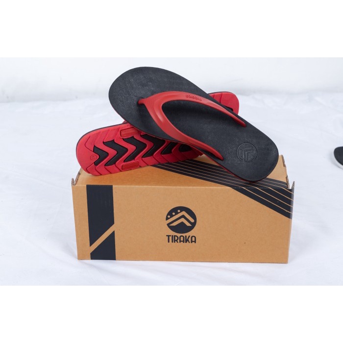 Sandal Sendal Jepit Capit Pria Flip Flops Kuat Elegan Elastis TIRAKA SANIP Hitam Merah