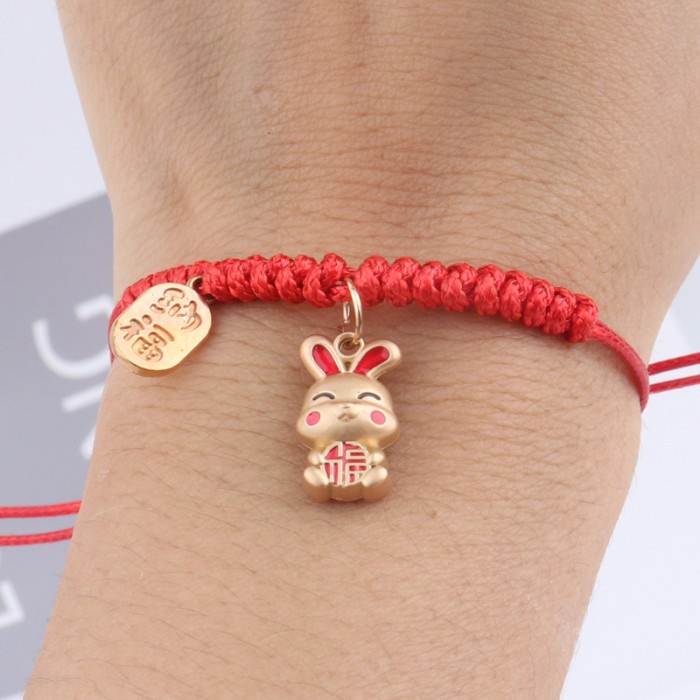 Gelang Merah Shio Kelinci Imlek Gelang Hoki Giok Kado Sincia Murah Ornamen Imlek Harga Grosir Termurah