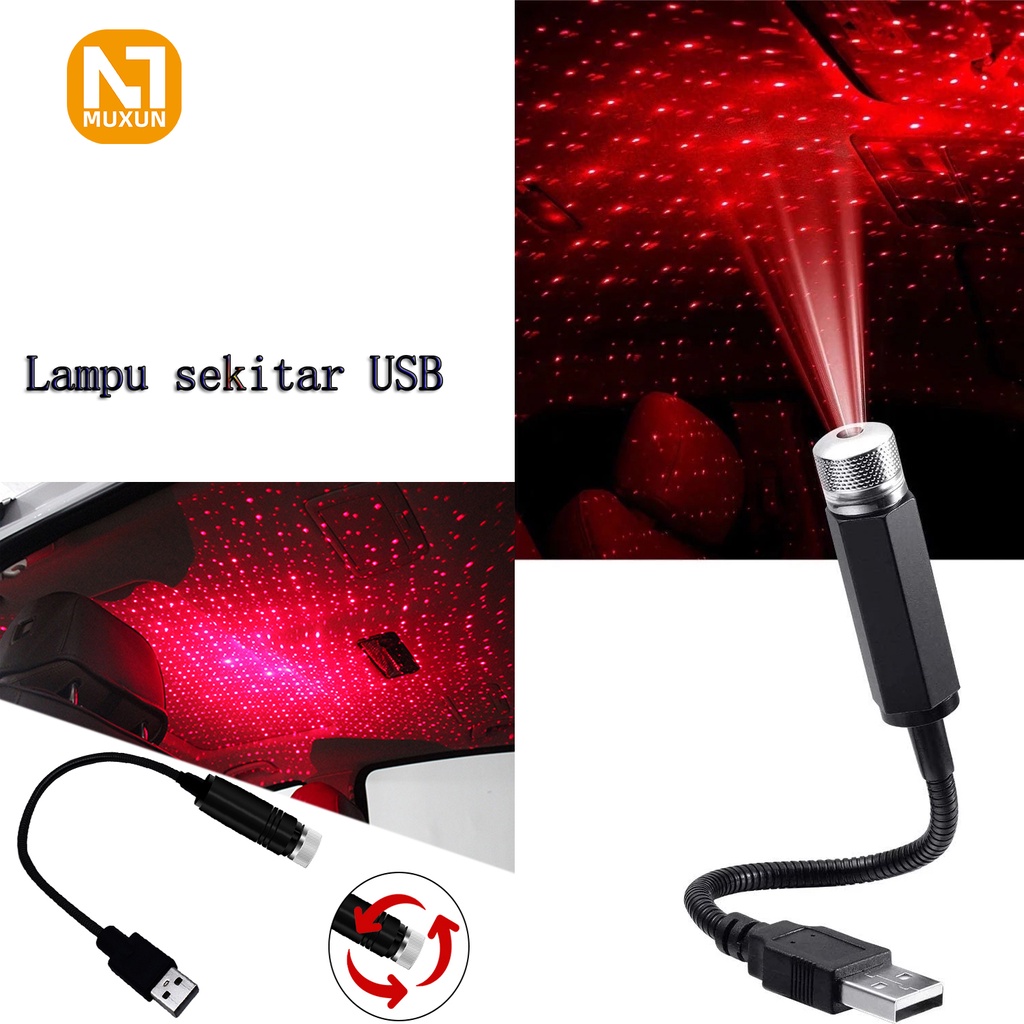 Romantis LED Mobil Atap Bintang Malam Lampu Proyektor Galaxy Lampu USB Dekorasi Kamar Dapat Disesuaikan Dekorasi Interior Otomatis Lampu