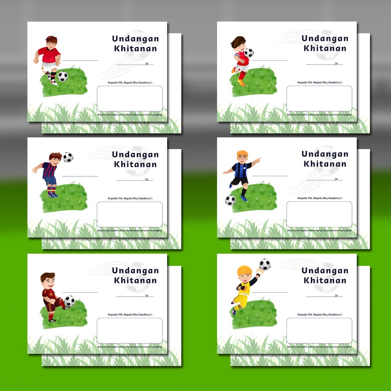 UNDANGAN KHITAN MURAH TULIS TANGAN SENDIRI TEMA SEPAK BOLA KARTUN