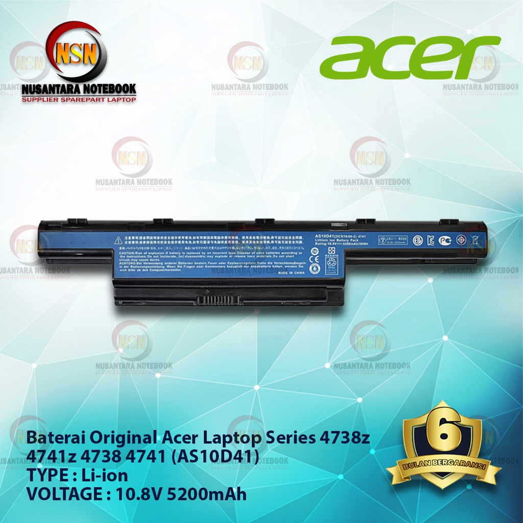 Baterai Acer 4738 4741 OEM AS10D41 For Laptop Series 4738z 4741z