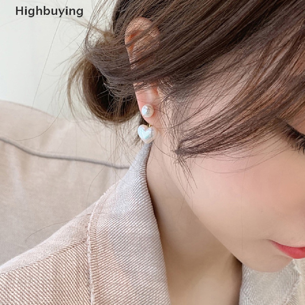 Hbid 1pasang Fashion Dikontrak Hati Mutiara Anting Halus Joker Manis Elegan Temperamen Wanita Drop Earrings Hadiah Glory