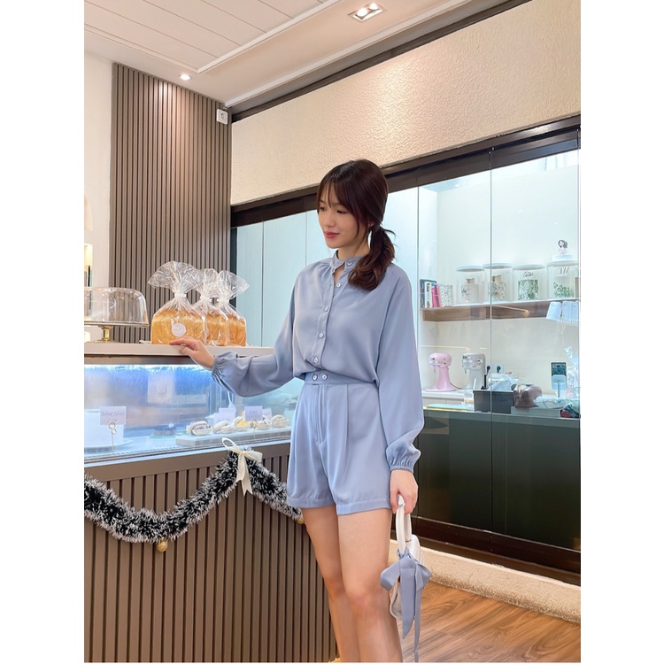 Kadaka S-0192 Set Satin Blouse with Short Pants Premium