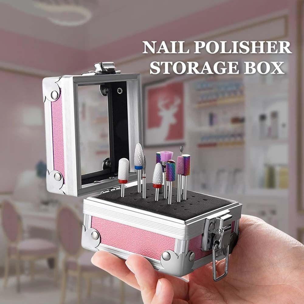 Mxbeauty Kotak Penyimpanan Kepala Gerinda Kuku Wanita Nail Art Tips Wadah Penyimpanan Aksesoris Manicure Organizer Case Nail Polishing Head Stand