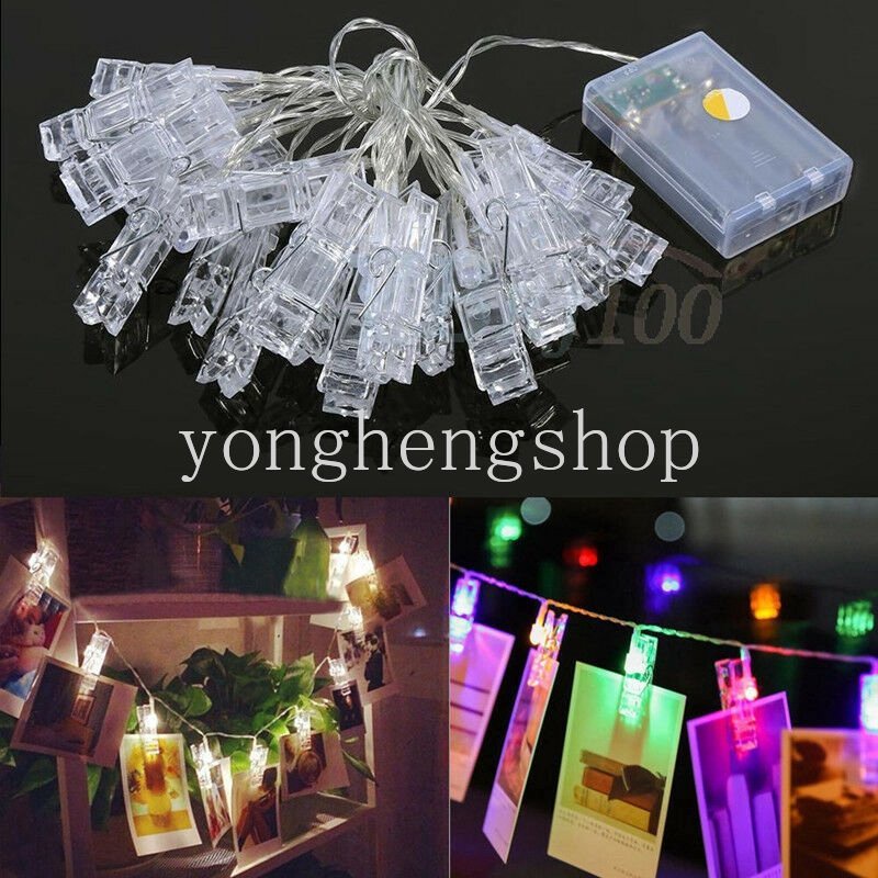 Kreatif Lampu String LED Dengan Klip Foto Lampu Gantung Snowflake Unicorn Berbentuk Bunga Peri Cahaya Valentine Hari Pernikahan Lamaran Xmas Pesta Dekorasi Cahaya