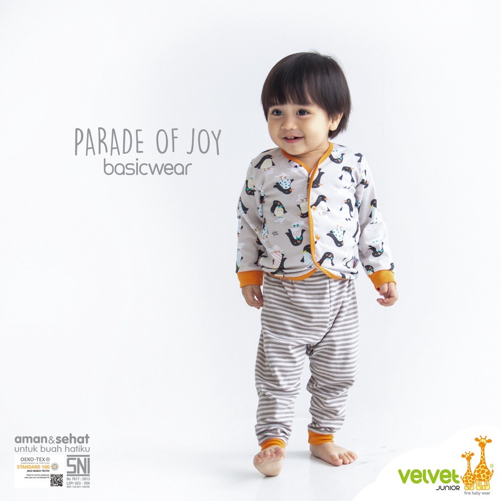 Velvet Junior Stelan Lengan Panjang Kancing Tengah &amp; Celana Panjang Parade Of Joy Series - Per 3 Pcs