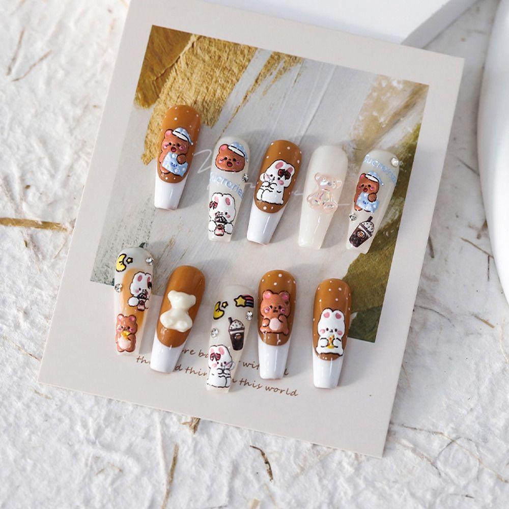 Needway   Kartun Stiker Kuku Wanita Fashion Pelangi Manikur Aksesoris Boneka Anjing Nail Art Dekorasi