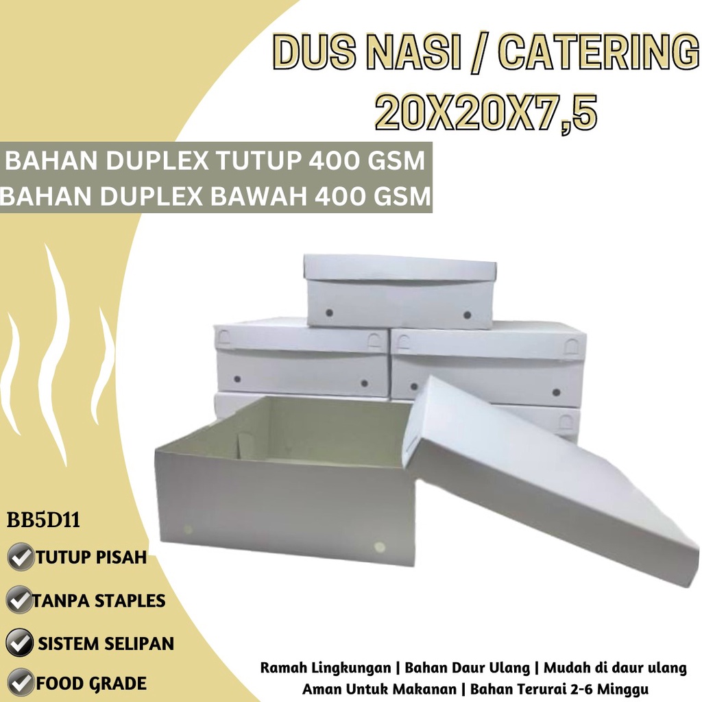 Dus Nasi 20x20 Box Nasi Tebal 400 Gsm (BB5D11-20X20X7.5 Cm)