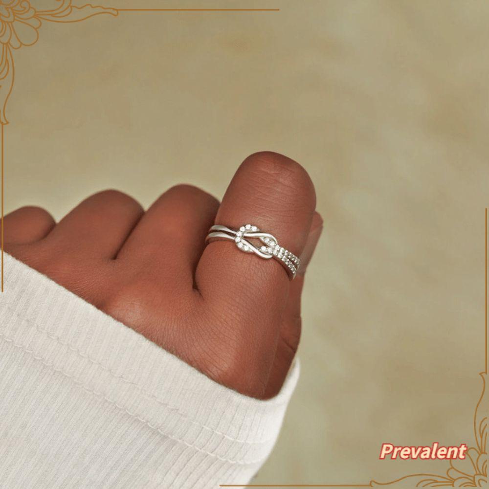 Preva Cincin Simpul Persegi Vintage Kekasih Putri Kristal Rings
