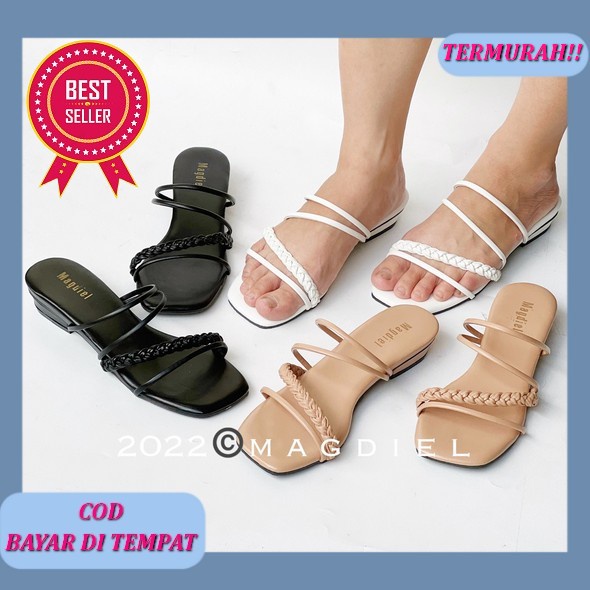Sandal Heels Wanita Bella Hak Tahu Kaca Motif Kepang - Sandal Kondangan Wanita Heels Wanita Kekinian