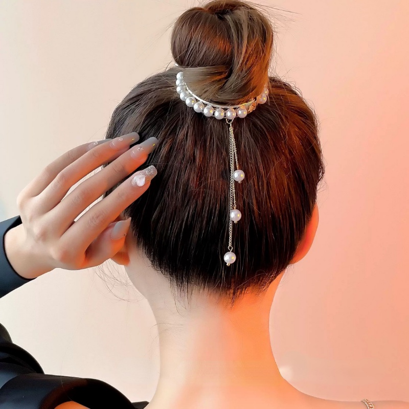 Korea Mutiara Berlian Imitasi Rumbai Jepit Rambut/Perempuan Ponytail Tinggi Ambil Klip Rambut Hiasan Kepala