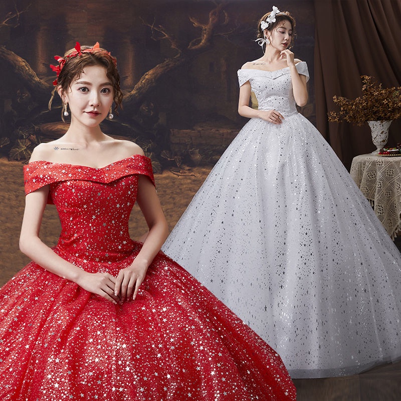 Putih dan Merah gaun pernikahan maxi bridal wedding dresses