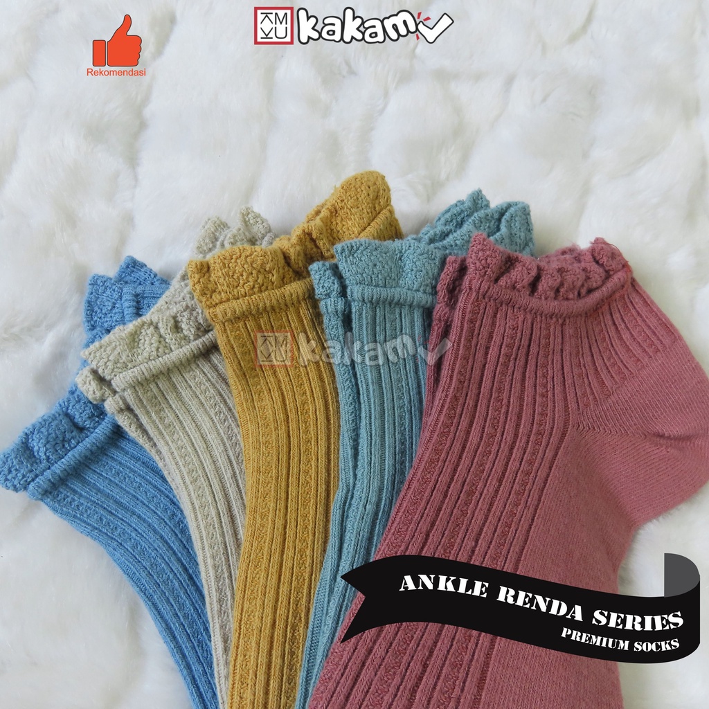 Kakamu Kaos Kaki Mata Kaki / Ankle Shabby Chic Aksen Renda Warna Warni