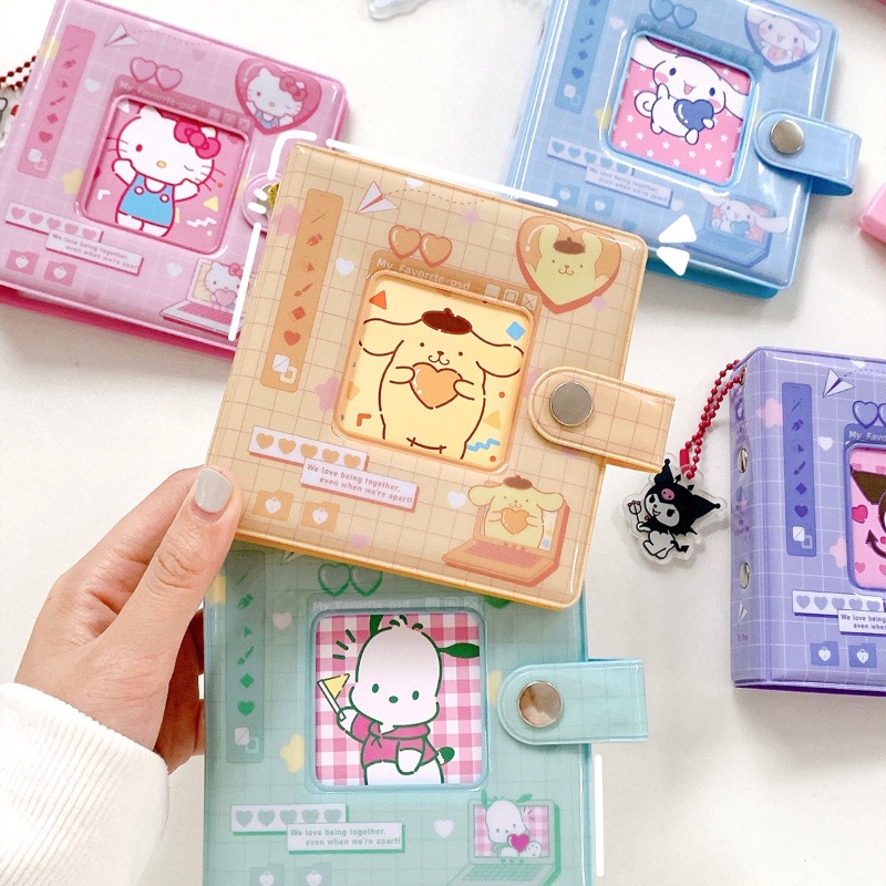 Kawaii Album Foto Binder Mini 3inch Dengan Liontin 40saku Penyimpanan Foto Lucu Sanrio Kuromi Melody Cinnamon Card Holder Untuk KPOP Idol Photocard Collect Book