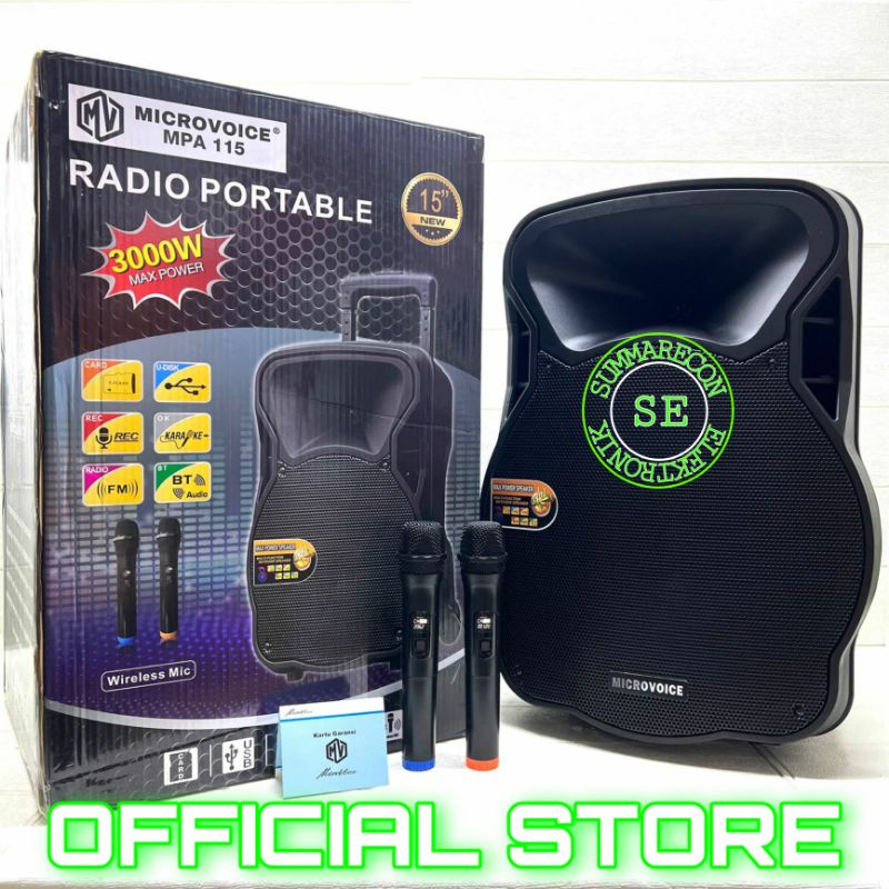 speaker portable 15 inch microvoice mpa115 speaker karaoke bluetooth 15 inch