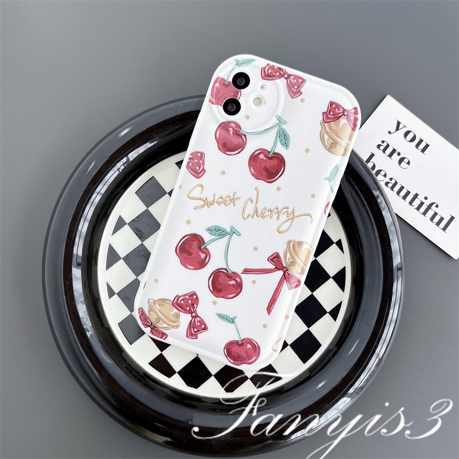 Redmi 10C 10A 10 9 9A 9C 9T Note 11 Pro+ 11s 11 10s 10 9s 9 8 Pro Poco X4Pro X3Pro Mi 11 Lite 11T 10TPro 12Pro Sweet Cherry Black Cat Phone Case TPU Soft Cover Pelindung