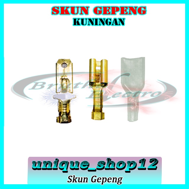 Skun Gepeng, Bulat, Karet Skun Isi 50Pcs Skun Cover Jantan Betina Kuningan Sambungan Kabel Universal