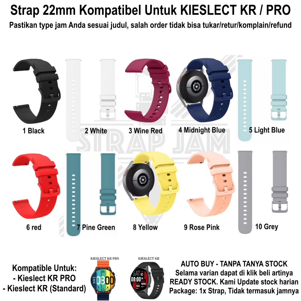 PWK Tali Jam Tangan Kieslect KR / Pro - Strap 22mm Silikon Rubber Nyaman Warna