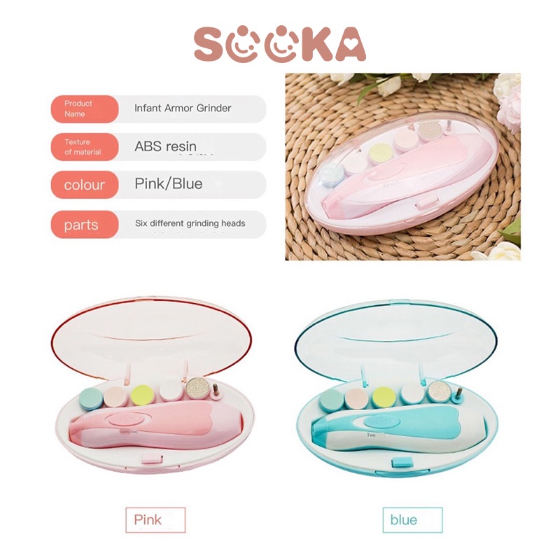 SOOKA Baby Nail Trimmer 6 in 1Set Perlengkapan Baby Gunting Kuku Bayi 6 pcs Pemotong Kuku Elektrik Bayi &amp; Dewasa Electric Nail Trimmer Manicure Set SK-EAB1110