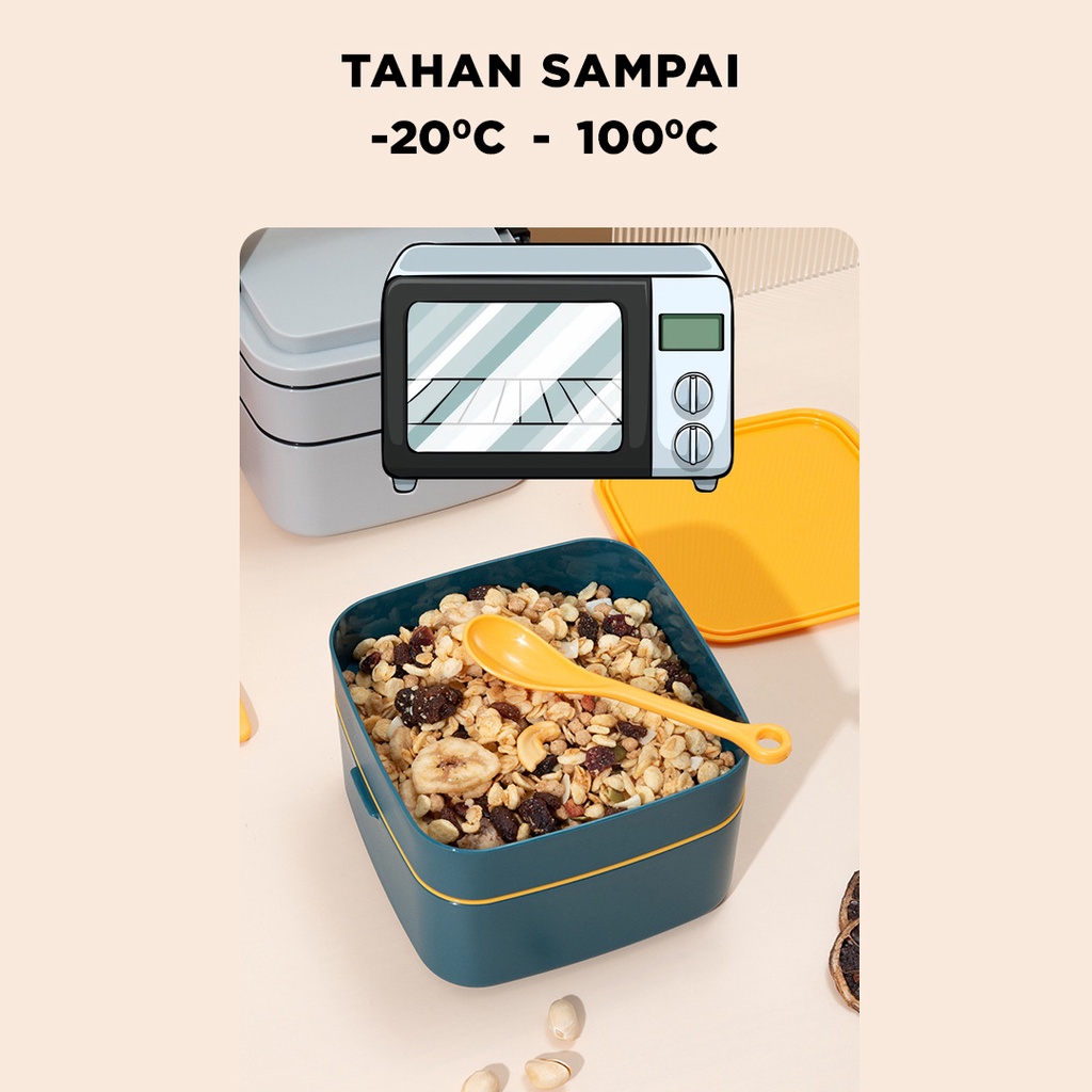 Lunch Box kotak Makan Kotak Bekal Single/Double-Layer / Kotak Makan Siang / Kotak Makan Anak Dan Dewasa