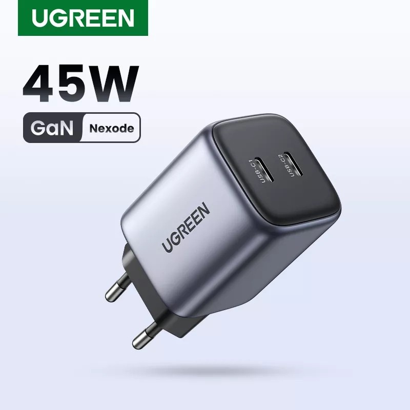 UGREEN Adaptor 45W Nexode Gan Dual USB-C Super Fast Charging 90573