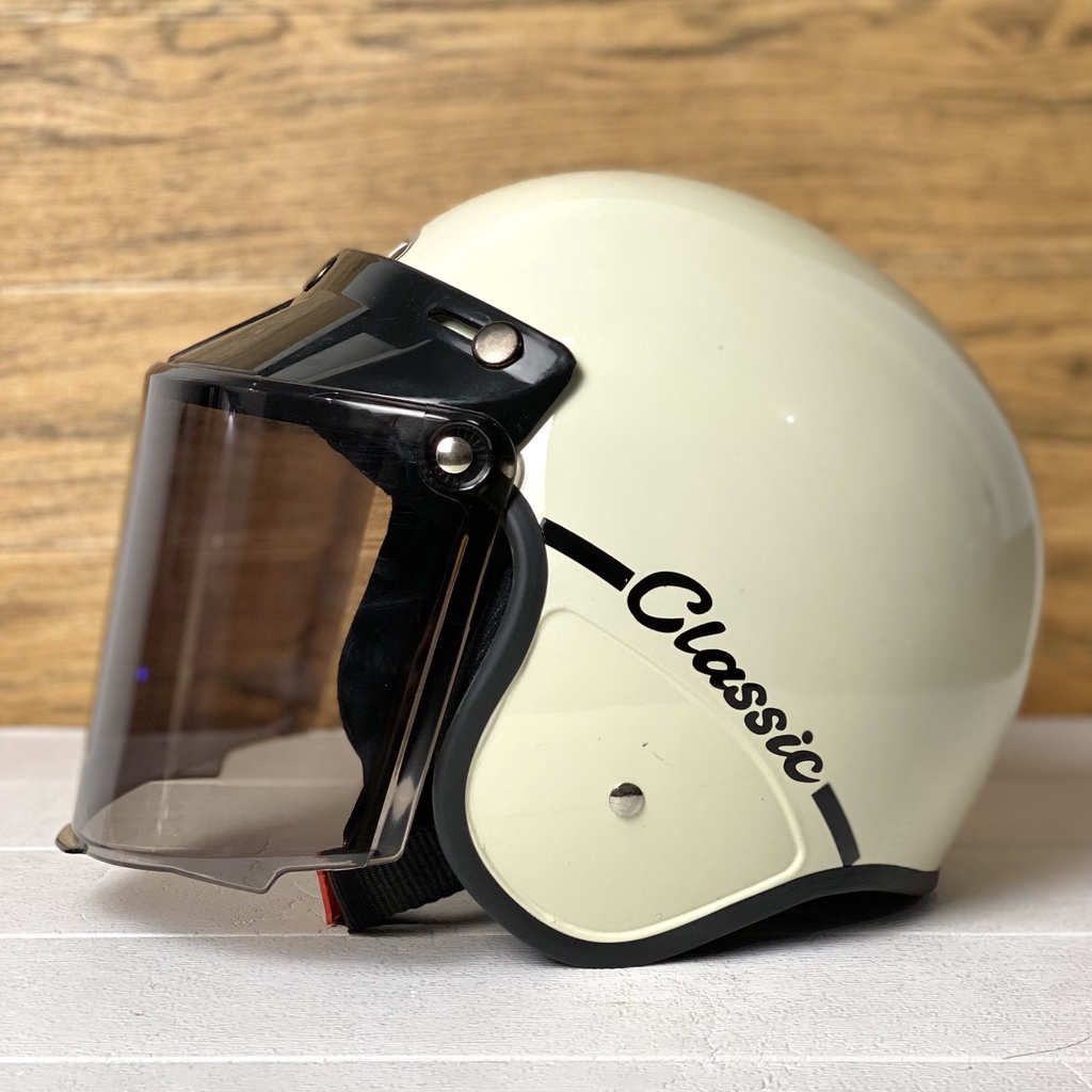 Helm Bogo Dewasa Pastel Cewek Cowok Polos Retro Motor SNI Leoni