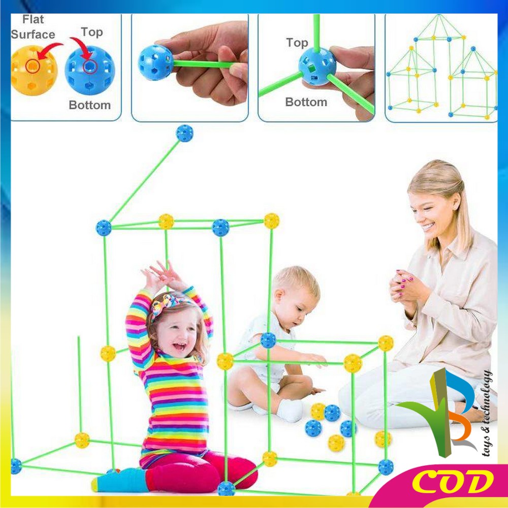 RB-M200 Mainan Anak Magic Straw Tenda Mainan Anak Rumah Rumahan Mainan Pipa Ajaib Building Block