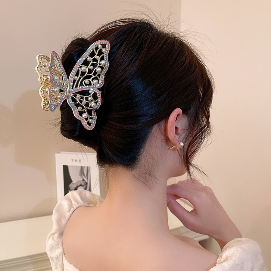 Korea Bunga Mutiara Berlian Imitasi Jepit Rambut Hair Claw Kristal Rumbai Alloy Hair Clip Woman Aksesoris Rambut