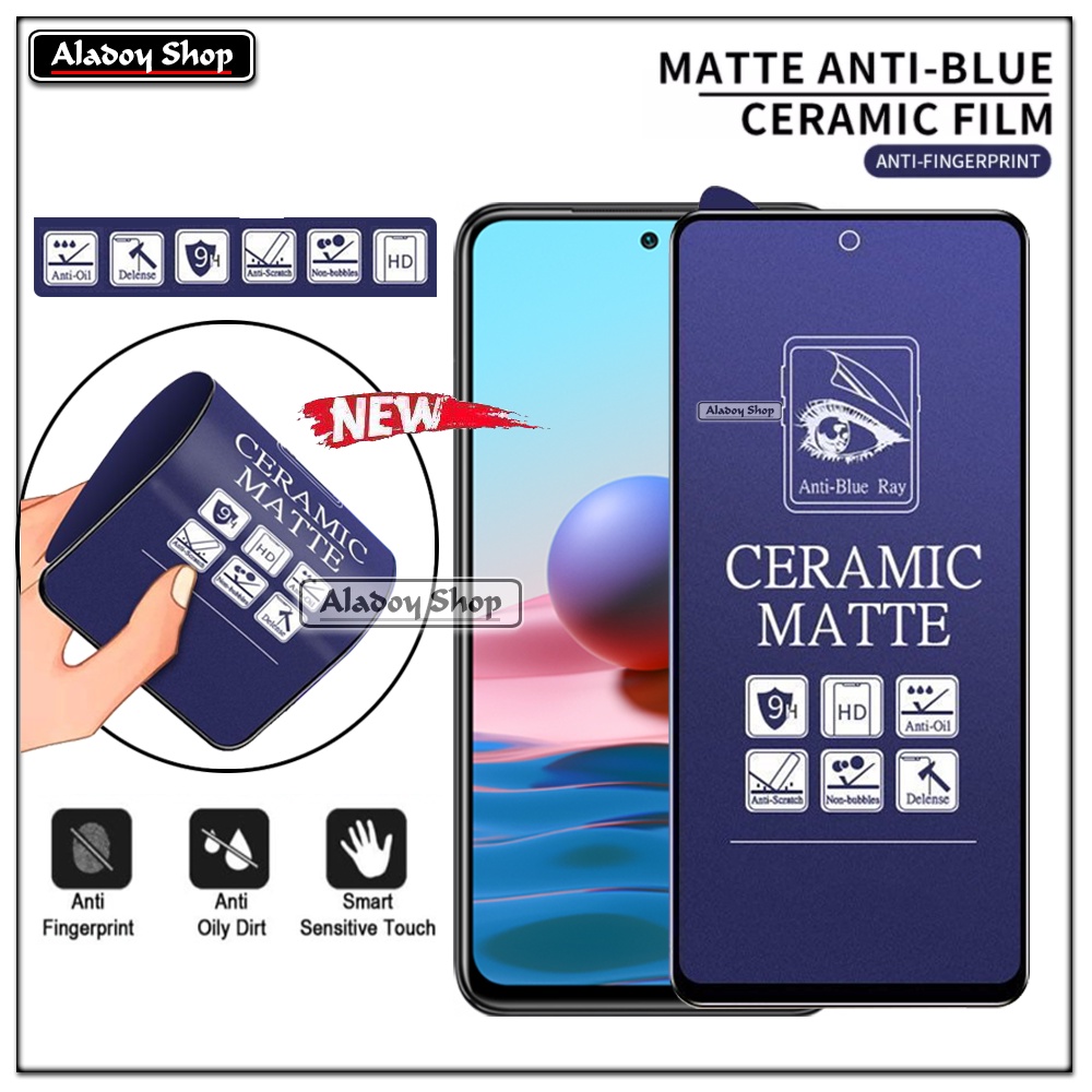 PAKET 3IN1 Anti Gores Blue Matte Anti Glare Xiaomi Redmi Note 10/10S + Tempered Glass Camera dan Skin Carbon