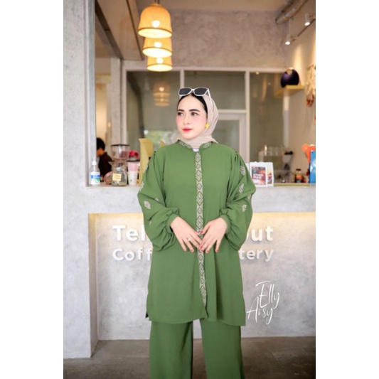 ELLY ARSY ORI//MARWAH SET BY ELLY ARSY JUMBO//SETELAN KULOT CRINKLE BORDIR