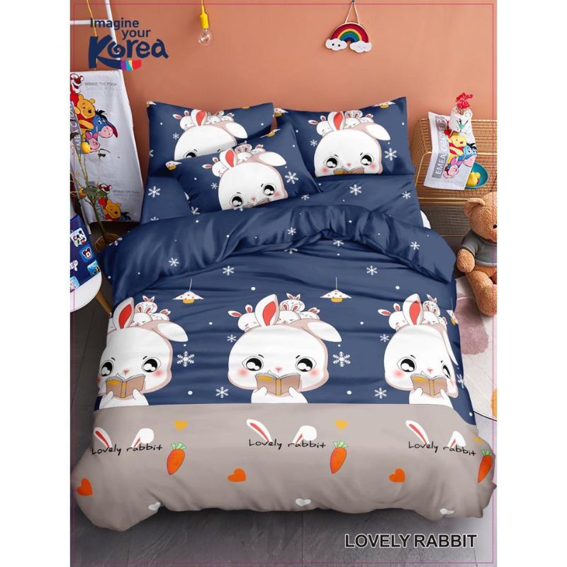 Sprei Katun Ukuran 180 Kasur King 180 Lovely Rabbit