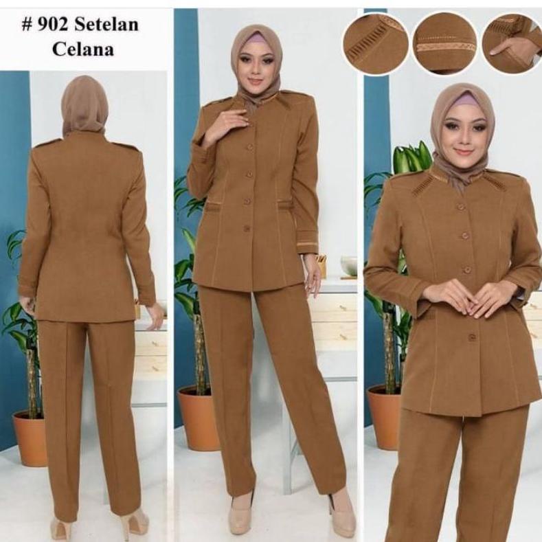 [F-9@T ✔) Baju Dinas Wanita Pemda Aceh Blazer PNS ASN Keki Seragam Pemda Khaki Wanita Baju Guru Cokl