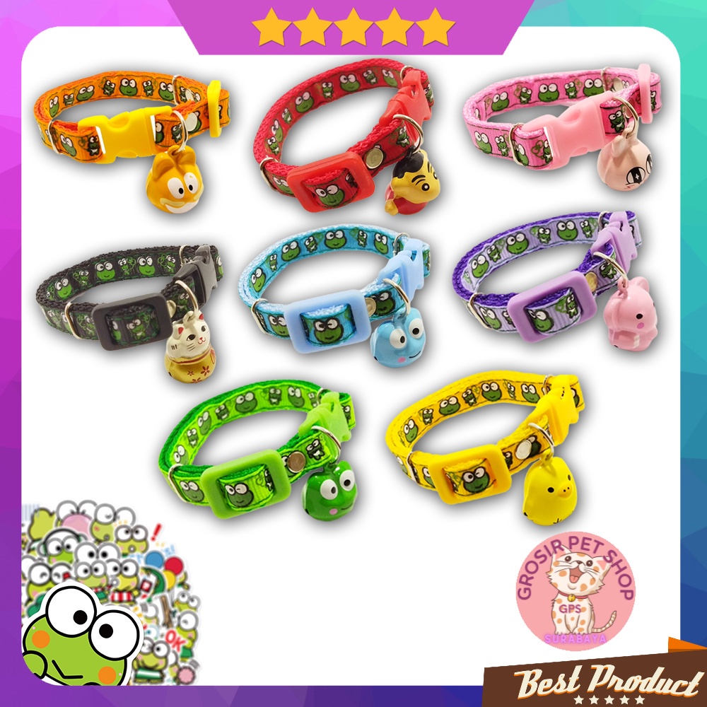 kalung kucing motif bell karakter motif keroppi lucu