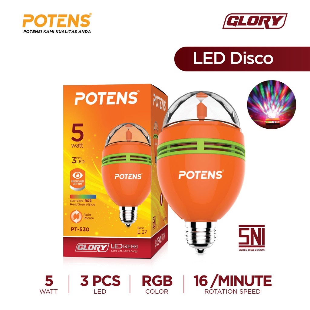 ☀ Sunly ☀ A261 PT-530W-DL Potens Lampu LED Disco Bohlam 5 Watt