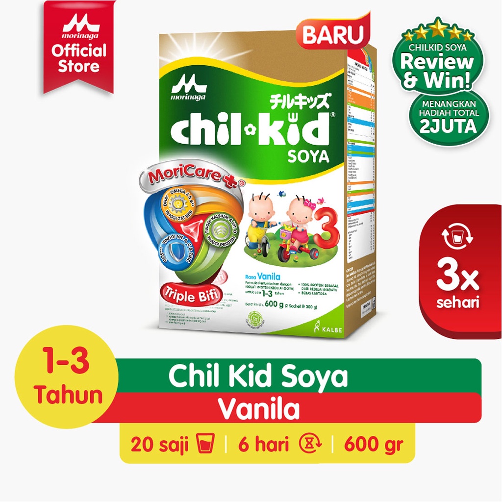 Chil Kid Soya Vanila 600 g Susu Pertumbuhan Anak Usia 1-3 Tahun