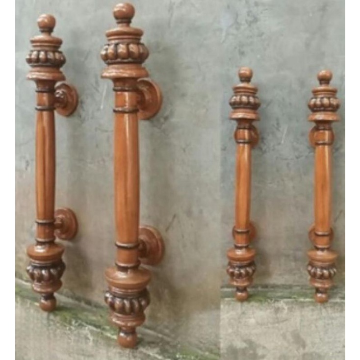 Handle hendel tarikan pintu antik bahan kayu jati