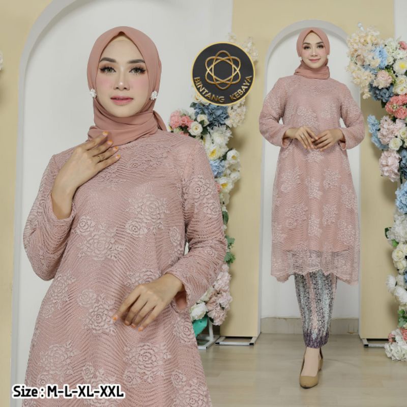 Setelan KEBAYA BRUKAT Tunik Wanita Modern Kebaya Wisuda Brukat Kebaya untuk Kondangan Kebaya wanita modern/KEBAYA BROKAT MODERN PESTA KONDANGAN DAN WISUDA Part 18