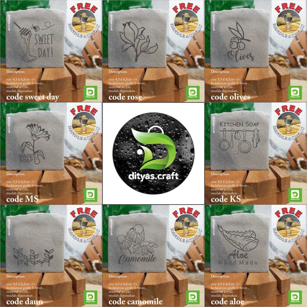 

soap stamp / stempel sabun FREE HANDLE ACRYLIC