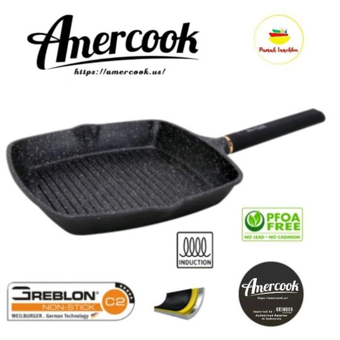 Amercook Wajan Square Grill Pan Pemanggang Daging