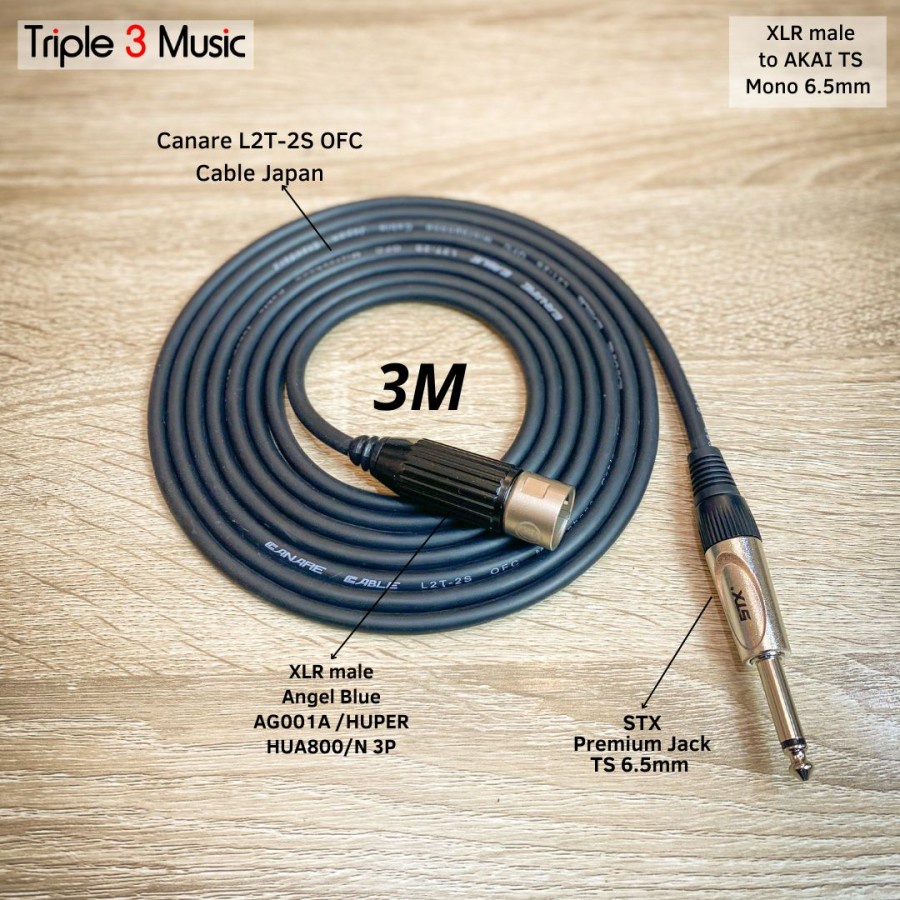 Kabel Canare XLR Male To Akai TS Mono kabel soundcard ke speaker
