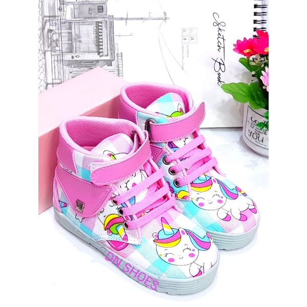 Sepatu Boots Anak Perempuan Sepatu Tali Anak Boot Anak Perempuan Murah Lucu Karakter Unicorn Tosca Juice