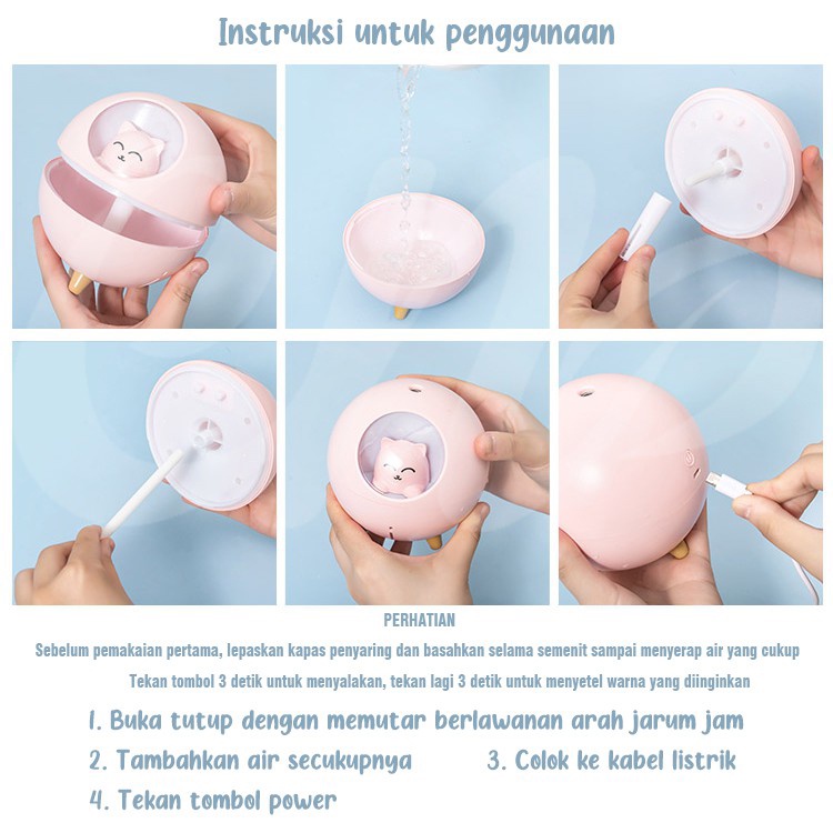 Holiven Anak Kucing Humidifier 220ML Essential Oil Diffuser Aroma Terapi Pengharum Ruangan