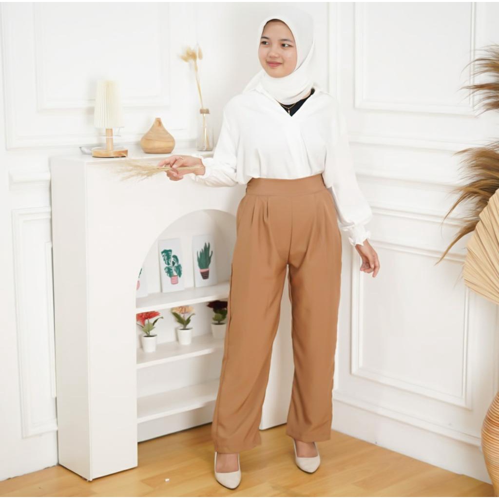 Tq88indonesia Fashion Celana Panjang Wanita Terbaru / GEMMA PANTS / Celana Casual Polos Cewek