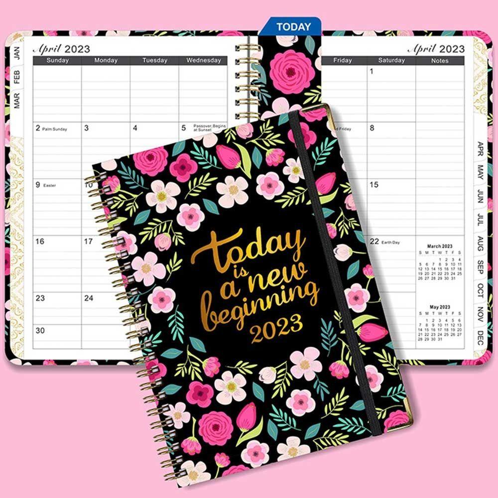 R-flower 2023 Agenda Notebook Plan Book Hadiah Bulanan Mingguan Kantor Perlengkapan Sekolah Dengan Telunjuk Stiker Alat Tulis 12-bulan Diary