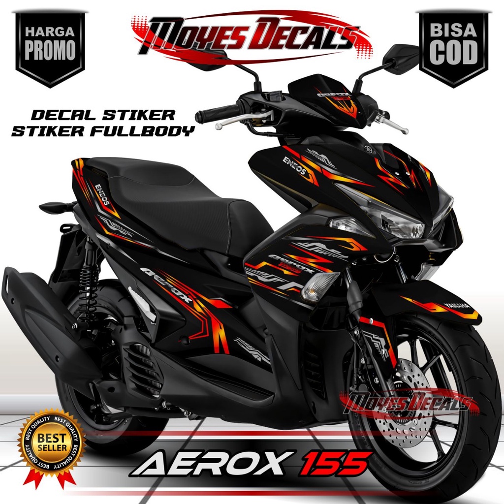 Decal Stiker Aerox Old Motif Matrixline Hitam Merah Variasi