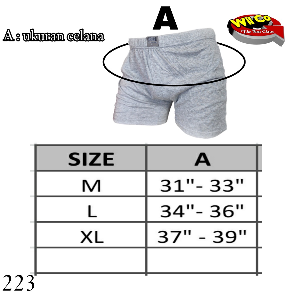 K223D - (DIJUAL PER 1 BOX ISI 2 Pcs) CELANA DALAM BOXER KOLOR PRIA AGREE SIZE M - XL