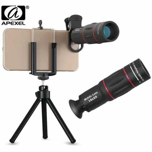 APEXEL 2 in 1 Lensa Telephoto 18X + Tripod Mini - APL-T18ZJ Lensa Smartphone