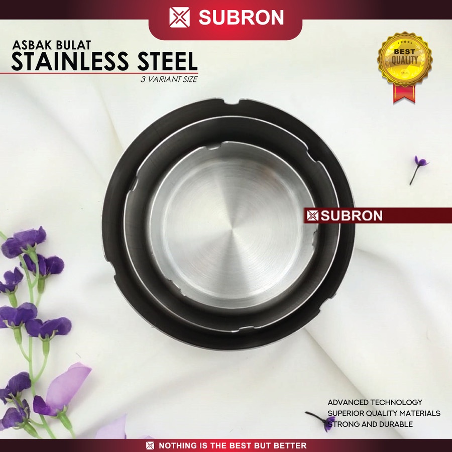 Asbak Stainless Diameter 8cm 10cm 12cm Rokok Bulat - SUBRON