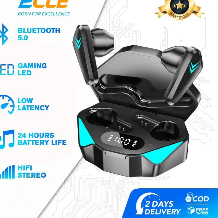 [KODE 77]  (HOT) ECLE X-15 TWS  Gaming Earphone E-Sport Waterproof Headset Bluetooth Touch Control Low Latency LED Breathing Light